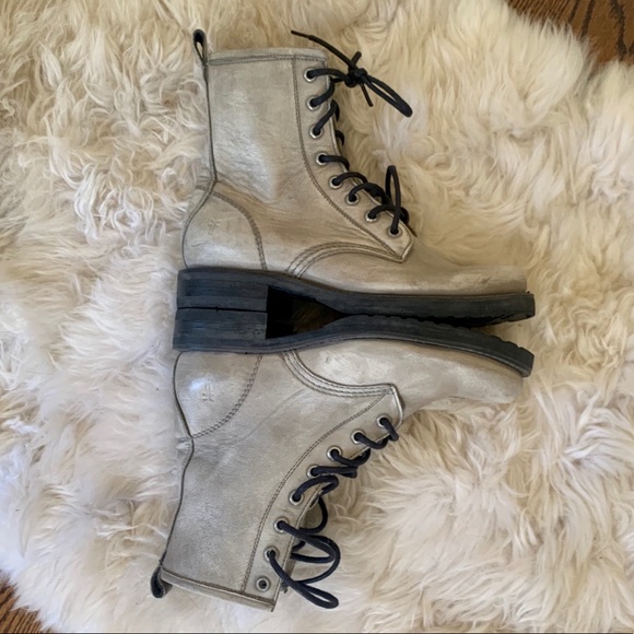 FRYE Veronica Lace Up Combat Moto Leather Boots - Picture 9 of 9